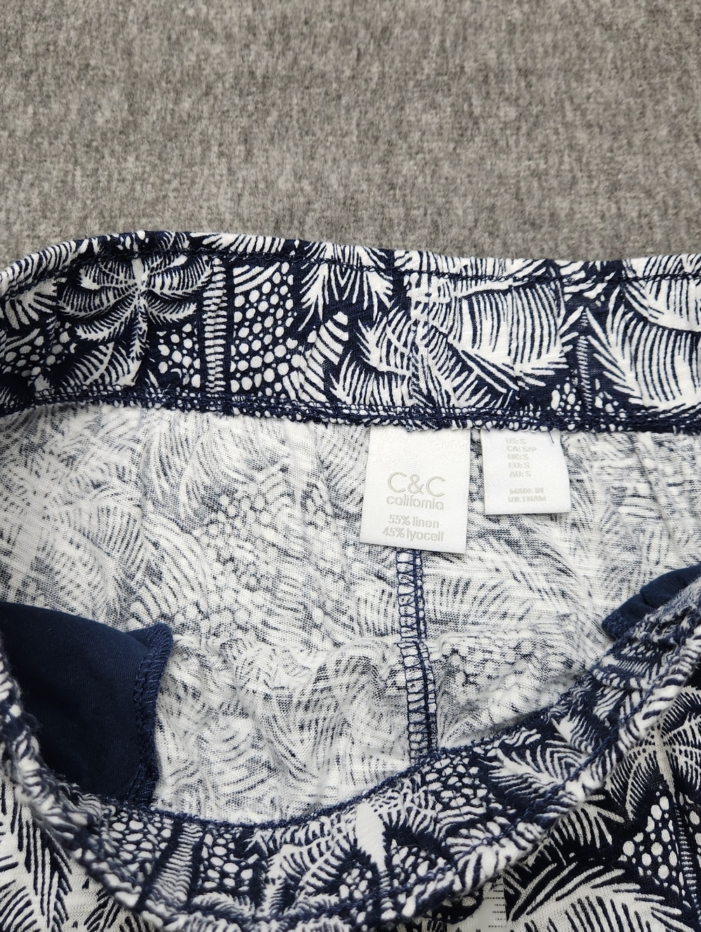 C&C California Wide Leg Pants Palm Print Linen Blend Boho Beach S - Picture 5 of 8